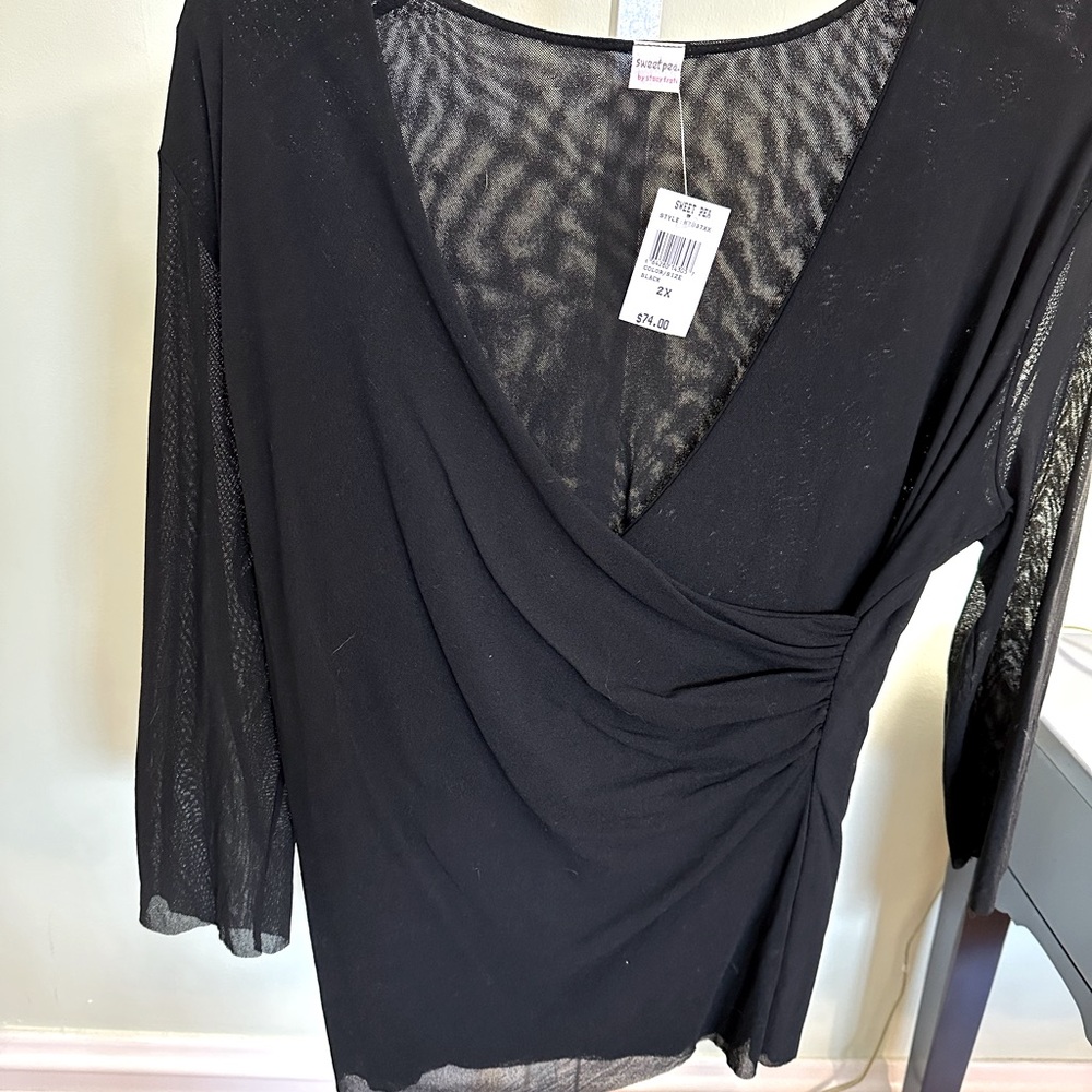 Sweet Pea size XXL sheer black blouse. NWT